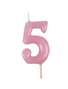 Vela Número 5 Rosa Pastel